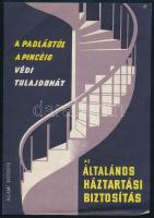 cca 1960 Általános háztartási biztosítás, villamosplakát, papír, Terv Nyomda, lap alján gyűrődéssel, 23,5x16,5 cm