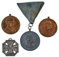 1898. "Jubileumi Emlékérem Fegyveres Erő Számára / Signum memoriae (AVSTR)" (2x) bronz kitüntetés mellszalag nélkül T:VF, patina, ph. + 1916. "Károly-csapatkereszt" "GRATI PRINCEPS ET PATRIA CAROLVS IMP. ET REX / C VITAM ET SANGVINEM MDCCCCXVI." kétoldalas Zn kitüntetés mellszalag nélkül T:VF + 1940. "Erdélyi részek felszabadulásának emlékére" Zn emlékérem mellszalaggal. Szign.: Berán L. T:XF patina   Hungary 1898. "Commemorative Jubilee Medal for the Armed Forces" (2x) bronze decoration without ribbon C:VF, patina, edge error + 1916. "Charles Troop Cross" "GRATI PRINCEPS ET PATRIA CAROLVS IMP. ET REX / C VITAM ET SANGVINEM MDCCCCXVI." Zn double-sided decoration without ribbon C:VF + 1940. "Commemorative Medal for the Liberation of Transylvania" Zn medal with ribbon. Sign.: Berán L. C:XF patina NMK 249. NMK 295. NMK 428