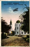 1941 Zombor, Sombor; repülő, templom, emlékmű. Andrija Rangl kiadása / airplane, church, monument + "1941 Zombor visszatért" So. Stpl (EB)
