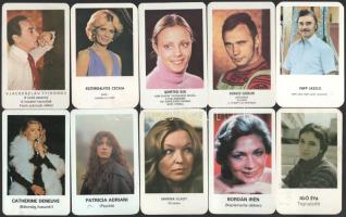1978-1983 Színészeket, színésznőket ábrázoló kártyanaptárak, 10 db
