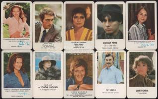 1973-1985 Színészeket, színésznőket ábrázoló kártyanaptárak, 10 db