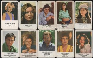 1974-1980 Színészeket, színésznőket ábrázoló kártyanaptárak, 10 db