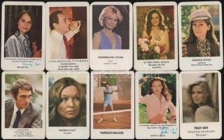 1975-1983 Színészeket, színésznőket ábrázoló kártyanaptárak, 10 db