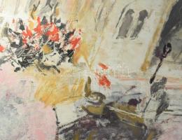 Gulyás Dénes (1927-2003): 1956 Kossuth téri sortűz a Parlamentnél. Olaj, farost, jelzett, keretben, ...