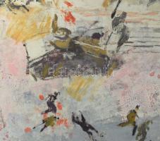 Gulyás Dénes (1927-2003): 1956 Kossuth téri sortűz a Parlamentnél. Olaj, farost, jelzett, keretben, ...