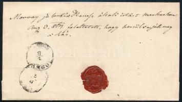 1864 Készpénz fizetésű ajánlott franco levél "DOBSCHAU" - K.H. Váraljára (az ajánlott kész...