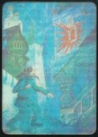 1980 Konyok-gorbunok szovjet mesefilmes képváltó kártyanaptár, 8,5x6 cm