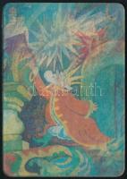 1980 Konyok-gorbunok szovjet mesefilmes képváltó kártyanaptár, 8,5x6 cm