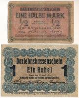 Litvánia 1916. I. világháború / német megszállás 1R + 1918. 1/2M T:F-G Lithuania 1916. World War I / German occupation 1 Rubel + 1918. 1/2 Mark C:F-G