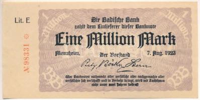 Németország 1923. 1.000.000M szükségpénz "98331" sorszámmal T:XF, hajtatlan, szép papír, ragasztásnyom Germany 1923. 1.000.000 Mark necessity money with "98331" serial number C:XF, unfolded, fine paper, gluemark