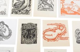 Klf. magyar és külföldi alkotók (Zórád Ernő, Trojan Marian József stb.): 17 db erotikus ex libris és...