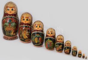 Nagy matrjoska baba készlet. Fa. 27 cm