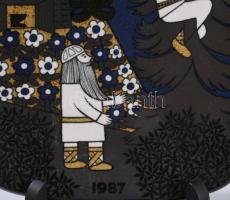 Arabia finn Uasikkionen design dísztányér, Matricás, jelzett, hibátlan, tartóval, 20 cm