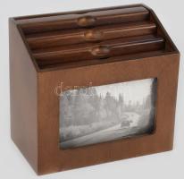 Kreatív fényképtartó fa ládika 4x20 db kép számára 20x18 cm