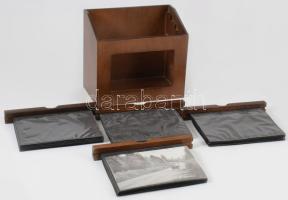 Kreatív fényképtartó fa ládika 4x20 db kép számára 20x18 cm