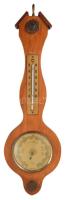 Barométer, hőmérő, fa. bronz plakettel 42 cm