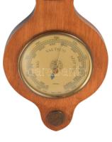 Barométer, hőmérő, fa. bronz plakettel 42 cm