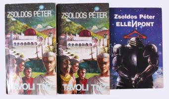 3 db könyv - Zsoldos Péter: Ellenpont; Távoli tűz I-II. Kiadói papírkötés, jó állapotban.
