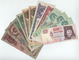 Vegyes 12db-os vegyes magyar bankjegytétel 1930-1936. 10P-100P (3xklf) + 1962-2007. 10Ft-500Ft (9xklf) T:F