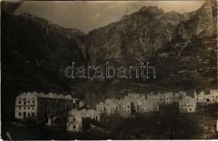 1918 Molino; Olasz front, Felső-Olaszország / WWI Austro-Hungarian K.u.k. military, Italian front, demolished building + "Magy. kir. 1/10 H. arató és építő század". photo (kopott élek/worn edges)