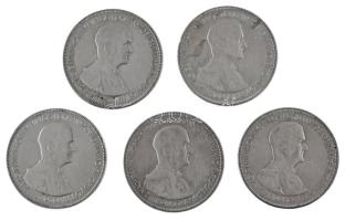 1930. 5P Ag "Horthy jobbra" (5x) T:F patina Adamo P8