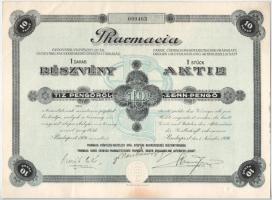 1926. Budapest "Pharmacia Gyógyszer-Vegyészeti Gyár, Gyógyárú Nagykereskedés Részvénytársaság" részvénye 10P-ről T:F szép papír