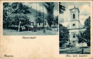 1939 Kevermes, Fő utca, üzlet, Római katolikus templom (fl)