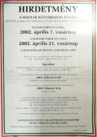 5 db plakát: 2008 Első Nemzeti Vágta plakátja, lapszéli apró szakadással + 2002 Országgyűlési választások, hirdetmény + 2004 Mil/Mi-17 "Hip" magyar katonai helikoptert bemutató poszter + Guardian Angels, Air National Guard (amerikai katonai légierő plakát). Sérült + L 159 B, Aero Vodochody, Czech Republic, repülő plakát, lap széle kissé gyűrött. Klf. technikák, papír, klf. méretekben. Mindegyik feltekerve.