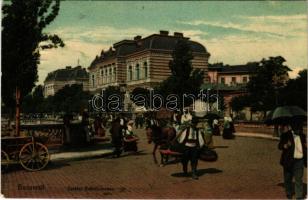 1912 Bucharest, Bukarest, Bucuresti, Bucuresci; Splaiul Brancovenesc / street, market (EK)
