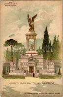 Budapest VIII. Kossuth-mauzóleum, épült Gerster Kálmán építész terve szerint. Athenaeum "Jelenetek Kossuth Lajos élete történetéből" sorozat 1. kiadás VIII. kép. Emb. litho (EK)