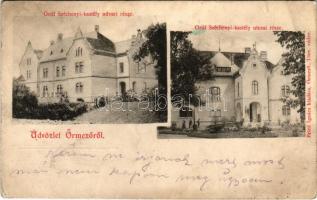 Őrmező, Strázske; Gróf Széchenyi kastély udvari és utcai részlet. Fried Ignácz kiadása / castle (fl)