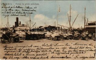 1912 Braila, Portul in plina activitate / port, quay (creases)