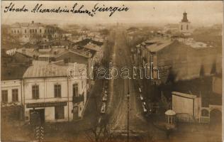 Giurgiu, Gyurgyevó, Gyurgyó; Farmacia N. Paraschivescu / street, pharmacy, shops. photo (crease)