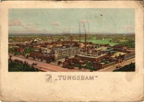 Budapest IV. Újpest, Tungsram gyár (Egyesült Izzólámpa és Villamossági Rt.), villamos, reklám / Hungarian Electricity company advertisement s: Weeser-Krell (gyűrődések / creases)