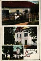 1918 Legénd, Nikolszburger Sándor vegyeskereskedése, Schrecker kastély, templom (Rb)