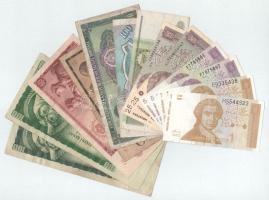 Vegyes 13db-os külföldi bankjegy tétel, közte: Horvátország, Oroszország, Románia, Csehszlovákia T:F-VG Mixed 13pcs foreign banknote lot, within Croatia, Russia, Romania, Czechoslovakia C:F-VG