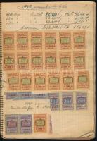 Forgalmi adókönyv 1945. novembertől, rengeteg adóbélyeggel
