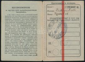 1925 Magyar Királyi Államvasutak (MÁV) Szabadjegyek tényleges vasúti alkalmazottak részére, komplett...