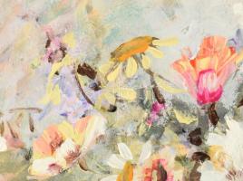 Orsovai Valéria (1943 -): Virágok. Olaj, fa, jelzett. 30×40 cm