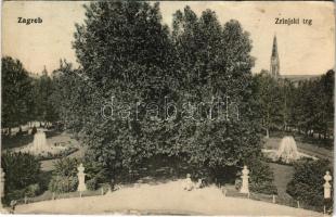 Zagreb, Zágráb; Zrinjski trg / Zrínyi tér / park, square (szakadás / tear)