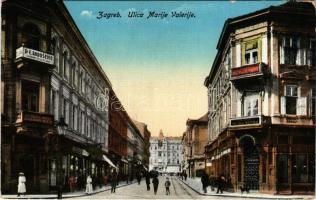 Zagreb, Zágráb; Ulica Marije Valerije / Mária Valéria utca, bank, üzletek / street view, bank, shops (EB)
