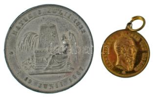 Mexikó 1867. "I. Miksa halálára emlékezve / 1832. július 6. - 1867. június 19." "MAXIMILIAN I. IMPERATOR MEHICORUM / NA TUS 6. JULII 1832 - 19. JUNII 1867" kétoldalas, ón emlékérem. Szign.: "A. Kleeberg" (41,5mm) + "MAXIMILIAN I. KAISER VON MEXICO / GEB 6 JULI 1832 - 19. JUNI 1867" kétoldalas aranyozott medál Szign.: "A. K." (23mm) T:AU-XF, patina, kis peremhiba  Mexico 1867. "MAXIMILIAN I. IMPERATOR MEHICORUM / NA TUS 6. JULII 1832 - 19. JUNII 1867" two-sided, tin commemorative medallion for the death of Maximilian I. Sign.: "A. Kleeberg" (41,5mm) + "MAXIMILIAN I. KAISER VON MEXICO / GEB 6 JULI 1832 - 19. JUNI 1867" double-sided gilt medallion Szign.: "A. K." (23mm) C:AU-XF, patina, small edge error