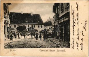 1905 Szentendre, Fő tér, Kereskedők keresztje, Pálfy János üzlete és saját kiadása (fl)