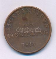 Dánia 1814. 16S Cu "VI. Frigyes" T:VF, kis ü. Denmark 1814. 16 Skilling Cu "Frederik VI" C:VF small ding