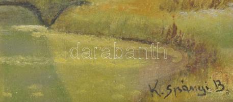 K Spányi B jelzéssel: Táj. Olaj, vászon. Dekoratív, sérült fakeretben. 40×59,5 cm