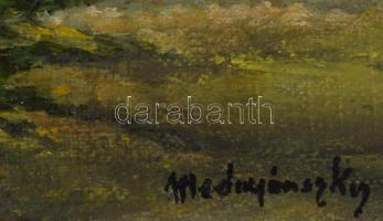Mednyánszky jelzéssel: Hegyvidéki táj. Olaj, vászon. 31×24,5 cm