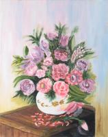 Olvashatatlan (Czóbel?) jelzéssel: Csendélet. Olaj, vászon. 50×40 cm