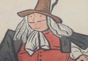 Végh Gusztáv (1889-1937): Testőr. Akvarell, papír, jelzett, üvegezett fakeretben, paszpartu jobb als...