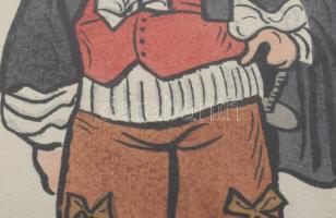 Végh Gusztáv (1889-1937): Testőr. Akvarell, papír, jelzett, üvegezett fakeretben, paszpartu jobb als...