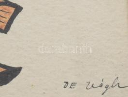 Végh Gusztáv (1889-1937): Testőr. Akvarell, papír, jelzett, üvegezett fakeretben, paszpartu jobb als...